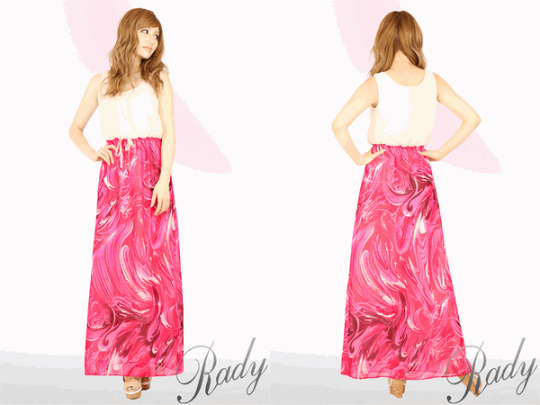 Rady 通販 グランマーブルシフォンリボンマキシワンピース